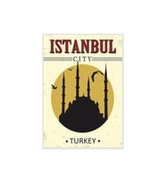 Istanbul City Silüetli Türkiye Temalı Ahşap Retro Poster Tablo