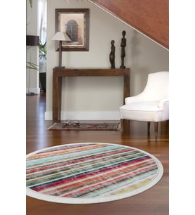 Dijidekor Halı Multi Cool Yıkanabilir Saçaklı Yuvarlak Kesme İnce Yolluk Kilim Salon Halısı Modeli (Çok Renkli-Multı)