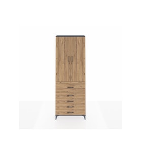 Arges Dolap 4 Raflı 5 Çekmeceli 2 Kapaklı 88x30x243 Antrasit-Çam