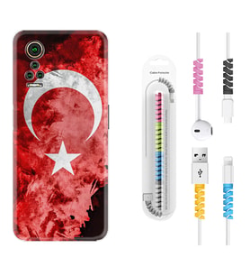 General Mobile GM 21 Pro GM 22 Pro Plus Kılıf Kablo Koruma Spiral Silikon Şanlı Türk Bayrağı 3 1395