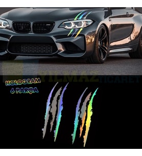 Monster Pençe Far Hologram Oto Sticker Araba Etiket Çıkartma Yapıştırma Aksesuar 6 Parça