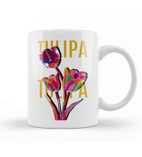 Tulip Flowers Kupa Bardak Porselen