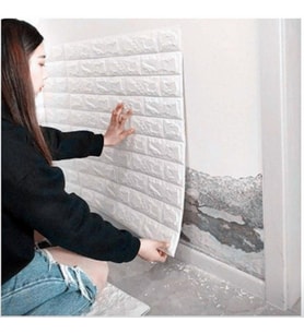 Kendinden Yapışkanlı 4 mm Beyaz Sünger Tuğla Panel