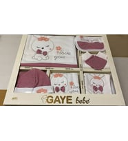 UNİSEX 0-3 AY BEBEKLERE GAYE ORGANİK UYUYAN TAVŞAN NAKIŞLI 10 LU SET (Gül Kurusu)