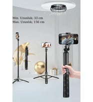 Uzaktan Kumandalı 156 cm Alüminyum Tripod ve Selfie Çubuğu Çok Fonksiyonlu