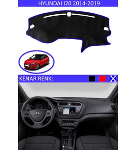 Hyundai İ20 2014-2019 İçin Uygun Torpido Koruma Halısı Siyah Kenar Renk Mavi