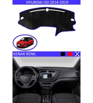 Hyundai İ20 2014-2019 İçin Uygun Torpido Koruma Halısı Siyah Kenar Renk Mavi