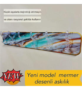Mermer Desenli Yapışkanlı Askılık