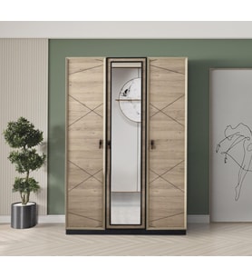 Vega 3 Kapaklı Modern Aynalı Elbise Dolabı Gardrop 135x50x200cm
