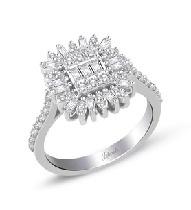 0.70 Ct Modern Tasarım Baget Kare Tektaş Yüzük (Beyaz)