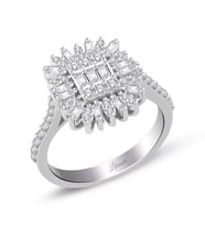 0.70 Ct Modern Tasarım Baget Kare Tektaş Yüzük (Beyaz)