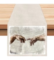Yaşasın Patates Tasarımlı Runner, Runer, Masa Örtüsü, Sofranıza Zarafet Katın Runner (Krem)