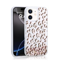 Apple iPhone 11 Uyumlu Kılıf Sıvılı Simli Baskılı Şeffaf Arka Yüzey Zore Mossa Silikon Kapak (Pembe)