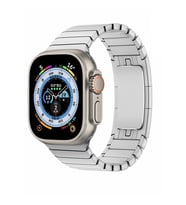 Apple Watch Ultra 49mm Uyumlu Kordon Paslanmaz Çelik Luxury Metal KRD-35 Kayış (Gümüş)