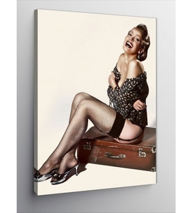 Kanvas Tablo Jartiyerli Pin Up Kadın