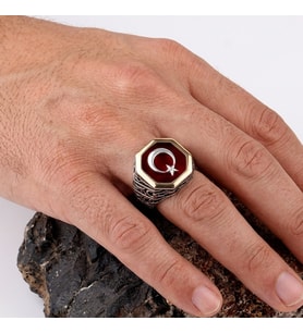 Ayyıldız Model Mineli 925 Ayar Gümüş Yüzük