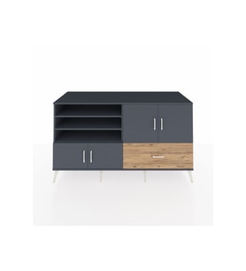 Kronos Konsol 5 Raflı Tek Çekmeceli 4 Kapaklı 176x59x99 Antrasit-Antrasit/Çam