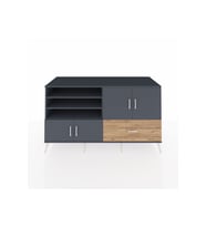 Kronos Konsol 5 Raflı Tek Çekmeceli 4 Kapaklı 176x59x99 Antrasit-Antrasit/Çam