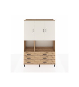 Hyperion Dolap 6 Raflı 6 Çekmeceli 3 Kapaklı 132x44x195 Çam-Aytaşı/Çam