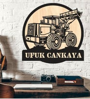 Kişiye Özel Ekskavatör İnşaat Şantiye Temalı Ahşap Duvar Tablo