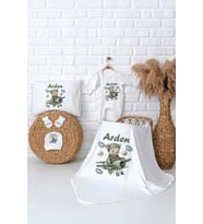 Pia Baby Premium %100 Pamuk Hastane Çıkışı Tulumlu Yenidoğan Erkek Bebek Hediye Seti 5000-03 (Ekru)