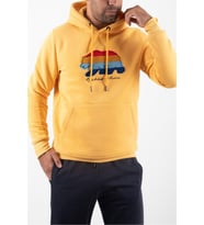 Süzene Nakış Ayı Baskılı Kapüşonlu Hardal Sweatshirt Polarlı