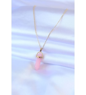 316L Çelik Gold Renk Kristal Pembe Taş Model Kadın kolye 5886 - SSSSSS8658-6059