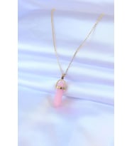 316L Çelik Gold Renk Kristal Pembe Taş Model Kadın kolye 5886 - SSSSSS8658-6059