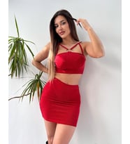 Kırmızı Simli Etekli Takım
