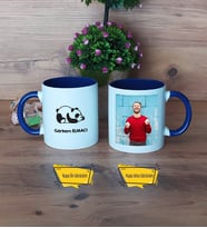 Uykucu Panda Kupa Bardak Lacivert Fotoğraflı Doğum Günü Hediyesi