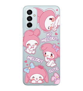 Samsung Galaxy M13 Uyumlu Melody Kuromi Desenli Şeffaf Telefon Kılıfı