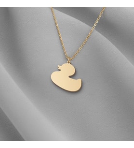Kişiye Özel 925 Ayar Gümüş Tatlı Ördek Figürlü Kolye (Gold)