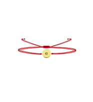 alberaccessories 925 Ayar Gümüş Tasarım Mini Mini 14 K Gold Kaplama Kırmızı Ip Örgü E Harf Şans Bileklik HRFMINI