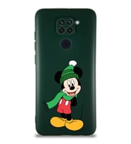 Xiaomi Redmi Note 9 Soft Premier Kapak Mickey Mouse-G Tasarımlı Silikon Kılıf - Yeşil (Şeffaf)