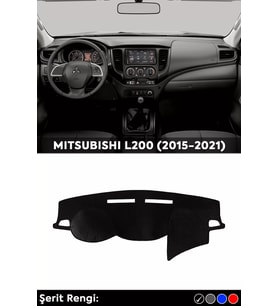 Mıtsubıshı L200 (2015-2021) 3d Torpido Koruma Kılıfı - Ön Göğüs Kaplama - Siyah Şerit