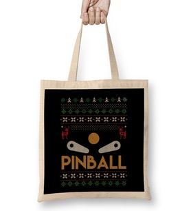 Retro Ugly Christmas Sweater Arcade Pinball Design Bez Çanta Uzun Saplı