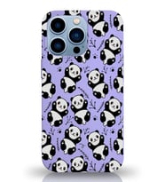 Apple iPhone 13 Pro Max Uyumlu Lansman Kılıf Panda Tasarımlı İçi Kadife Kapak-Lila (Şeffaf)