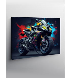 Kanvas Tablo Neon Işıklı Motosiklet Aksiyonu