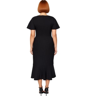 Kadın Büyük Beden Şık Midi Elbise Dokuma Kumaş Melek Kol Bodycon Kesim Özel Anlar İçin İdeal