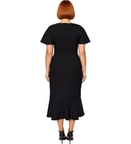 Kadın Büyük Beden Şık Midi Elbise Dokuma Kumaş Melek Kol Bodycon Kesim Özel Anlar İçin İdeal