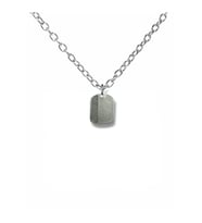 Çizgili Künye Model Metal Kolye – Unisex Aksesuar (60 cm Zincirli) (Gümüş)