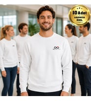 Logonuza Özel 10 Adet Beyaz Pamuk Karışımlı Unisex Sweatshirt - Kurumsal Personel Sweat