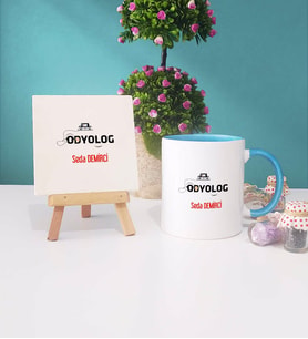 Odyolog Kupa Bardak Mavi Dekoratif Taş Baskı