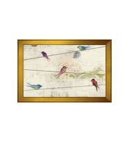 Kuşlar Soyut Motifli Kanvas Tablo 80 x 110 cm Gold Çerçeve