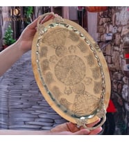 DMT Gaziantep Bakır 34,5 cm Osmanlı El İşi Sunum tepsi Kına tepsisi 34.5cmx21.5cm