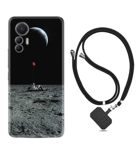 Xiaomi 12 Lite Kılıf Silikon Boyun Askılı İpli Desenli Silikon Astronoot Red Baloon 1608