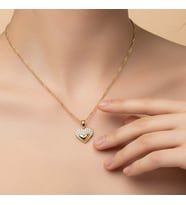 XUPİNG JEWELRY KALPLİ ÇİÇEK TAŞLI KOLYE (Altın)