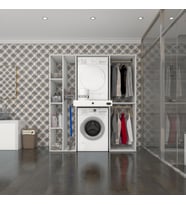 Kenzlife çamaşır-kurutma makinesi dolabı ve giysi dolabı çekmeceli hattabmdf sol raf byz 187*160*60  % 100 FULL MDF (Beyaz)