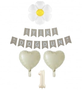 PAPATYA FOLYOLU KREM RENK FOLYO YAŞ BALON SET