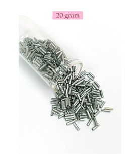 Uzun Boru Kesme Boncuk Çap 2mm Uzunluk 10 mm - 20 Gram - Desenli Gümüş - BNC244